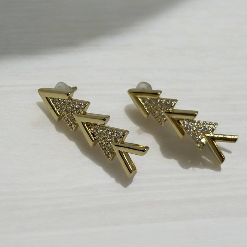 Balık sırtı taşlı küpe - 1