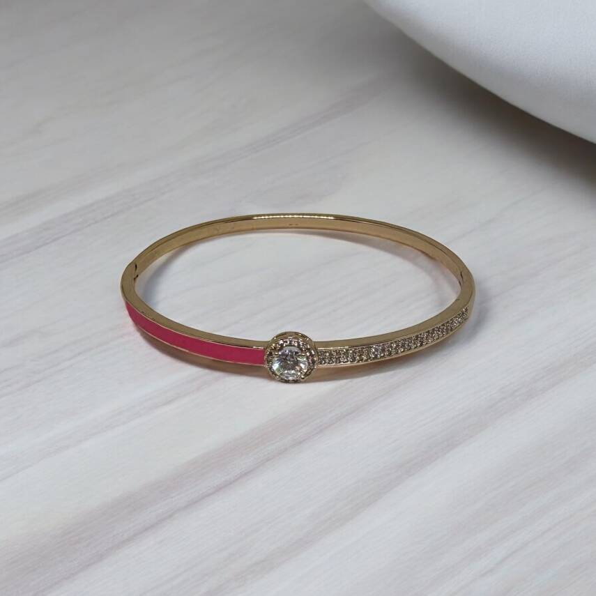 Pembe taşlı kelepçe bilezik - 1